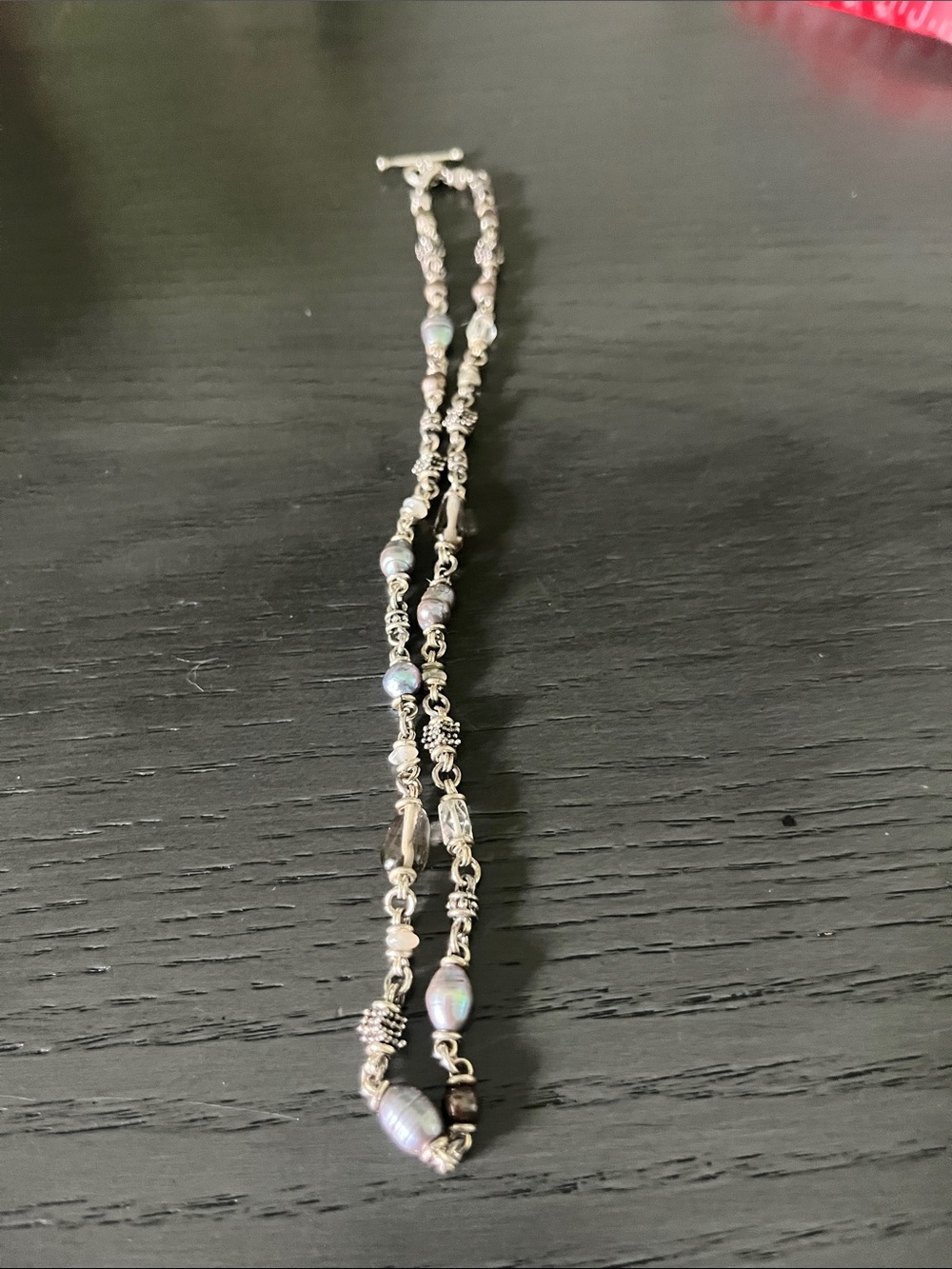 Sterling Silver Iridescent Blue Pearl Necklace for Women